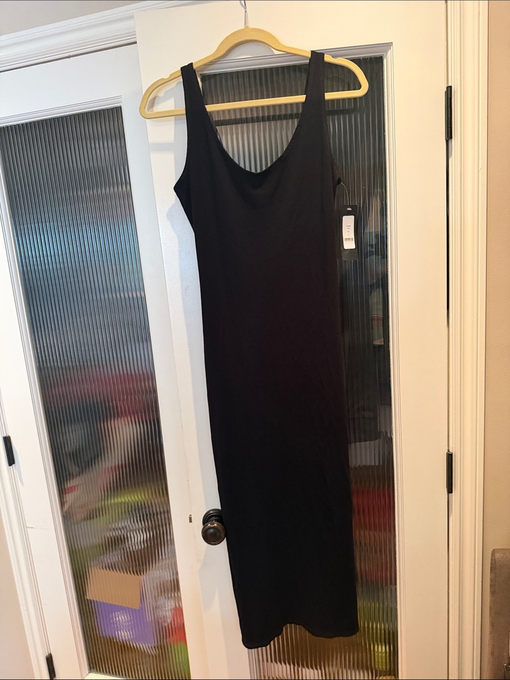 bebe Black Sleeveless Midi Dress with Scoop Neck
